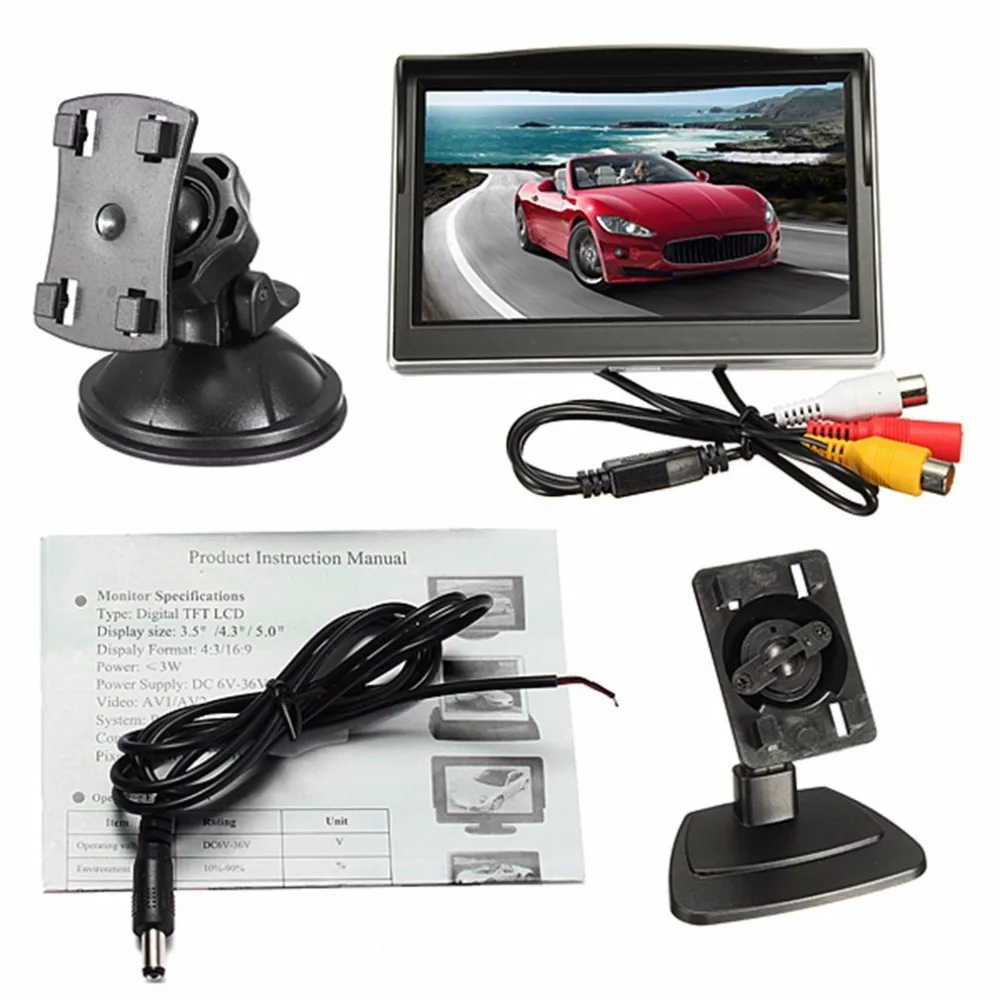 

5 Inch Car Monitor TFT LCD Screen HD Digital Color Car Rear View Monitor Support VCD/DVD/GPS/Camera With Sucker & Stand