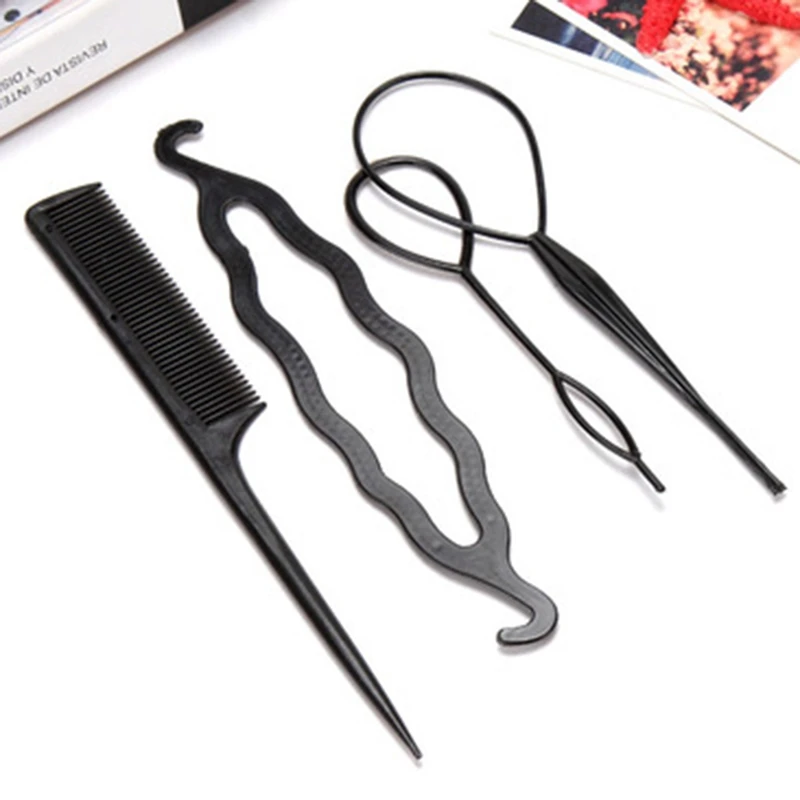 4 Pcs Sets Braider Tools Head To Weave Hairstyles Pull Hair Pins