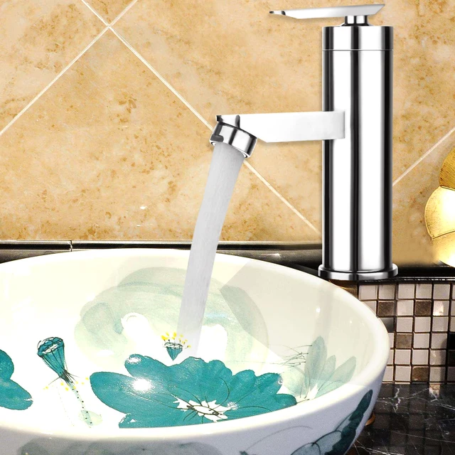 Xueqin Single Handle Bathroom Hot/Cold Water Mixer Taps Brushed Chrome Basin Faucet Bathroom Kitchen Deck Mounted Basin Faucet