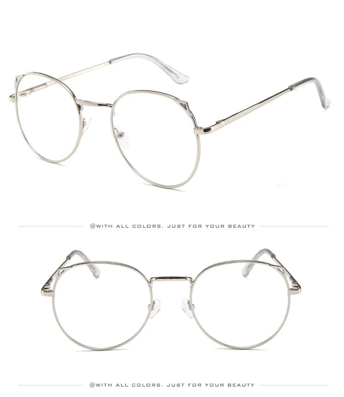Для женщин в ретро-стиле с украшением в виде кошачьих ушек готовой близорукость очки металлический каркас овальной формы с короткими зрения глаз-1,0-1,5-2,0-2,5-3,0-3,5-4,0