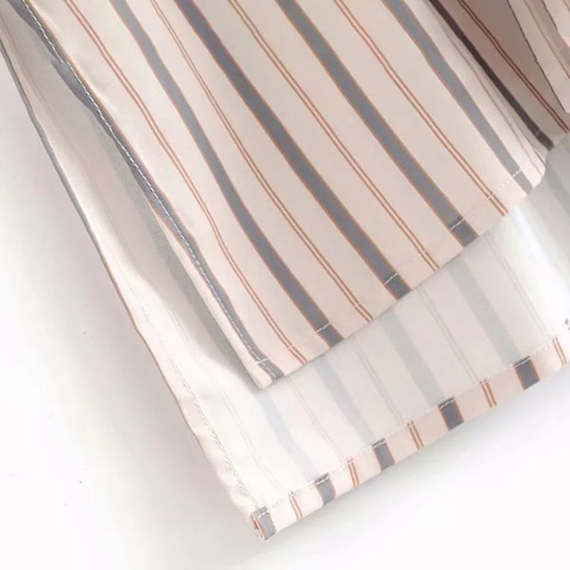 Stripe Shirt Split Dress Women's Casual Summer Short Sleeve V-Neck Slim Dress Fashion Beach Mini Dresses with Bow