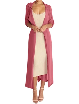 

woman spring coats and jacke Chiffon long shirt fashion blouse Outwear Coat Women Long Sleeve Cardigan Jacket Windbreaker