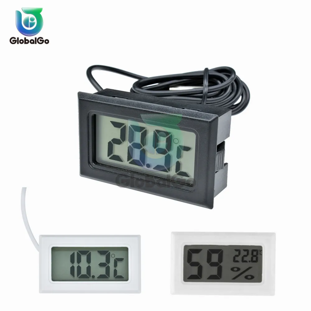 Digital Thermometer Hygrometer Indoor Outdoor Temperature Meter Humidity  Monitor with LCD Alarm Clock, 1M Probe Cord Temperature Humidity Gauge for