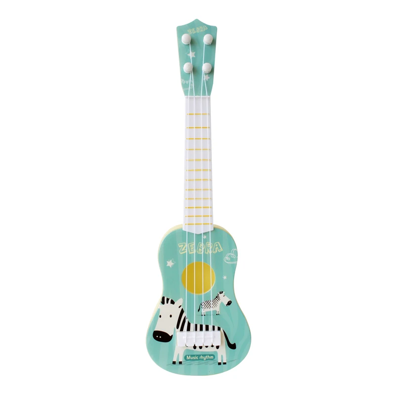 Забавный музыкальный инструмент укулеле, Детская гитара Монтессори, игрушки для детей, школьная игра, образование, подарок на Рождество, день рождения - Цвет: 36cm blue zera