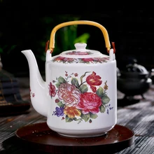 Цзиндэчжэнь ручная роспись красный цветочный узор керамическая фарфоровая чайная чашка домашняя посуда для напитков отель чайник для заваривания цветочного чая кофе молочный чайник