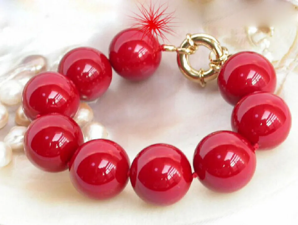 

fashion natural seawater pearl shells 20 MM red pearl Bracelets@^Noble style Natural Fine jewe SHIPPING new >>free shipping