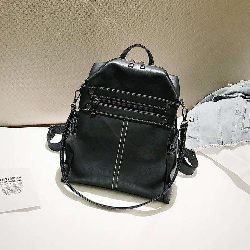 Fashion Women Rivet Backpack Pu Leather Female Backpacks School Backpack For Teenage Girls Female single shoulder bags Mochila (12)