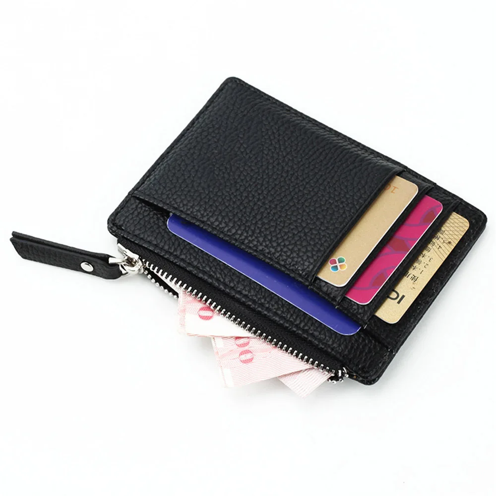 Из искусственной кожи держатель для карт бизнес чехол для кредитных карт милая сумка для банковских карт Корея портативный кошелек на молнии органайзер для карт офисные принадлежности - Цвет: black