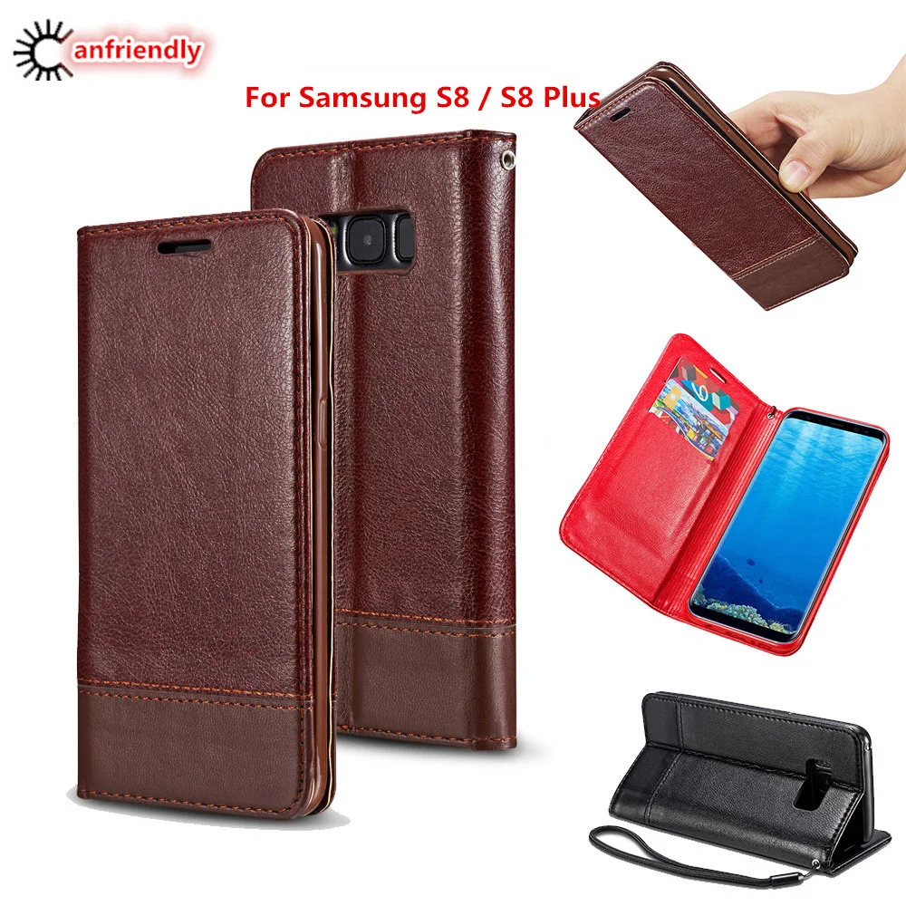 

For Samsung S8 Case Genuine Leather Magnetic Flip Wallet Case Cover For Samsung Galaxy S8 S 8 Plus Phone with Card Cover Coque