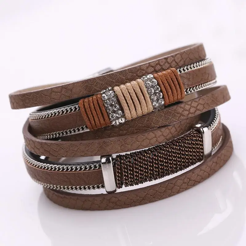 Кожаный браслет Для мужчин 2018 Браслеты женщин Pulseira Masculina магнит изделия шарма