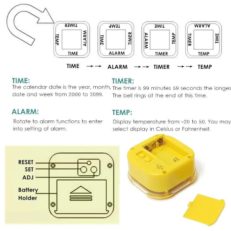 Time temp. Таймер календарь. Многофункциональный 4 стороны часы. Инструкция desktop Alarm Calendar Clock. 233015000 Time/ Temp./Speed knob.