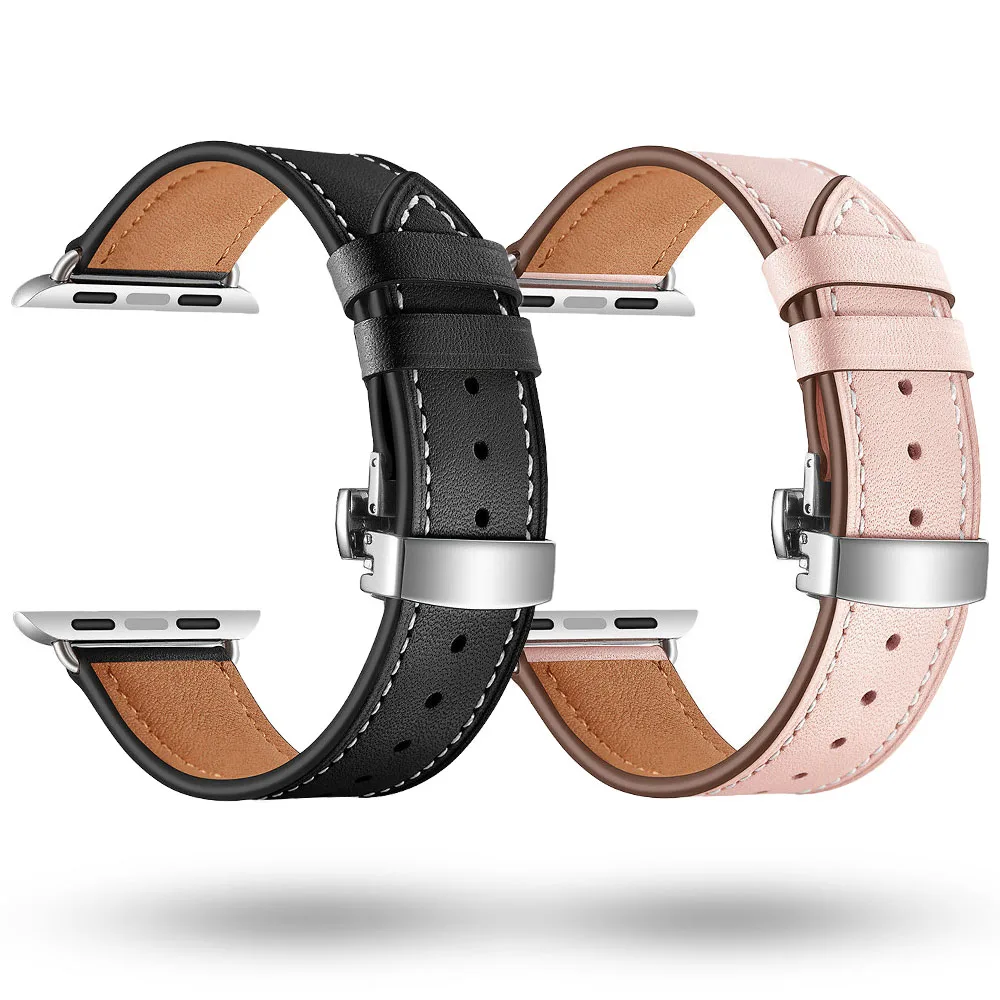 Кожаный ремешок для Apple Watch Band 44 мм/40 мм/42 мм/38 мм браслет iWatch Series SE 6 5 4 3