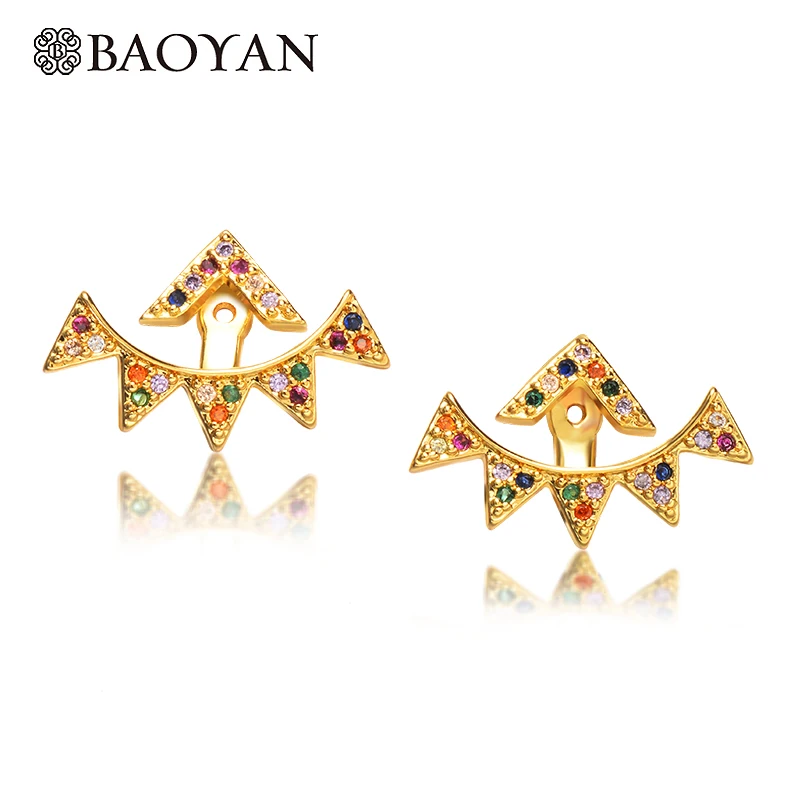 

Baoyao Copper Rainbow Crystal 2019 Women Earring Irregular Geometric Triangle Fashion Jewelry Earrings For Women