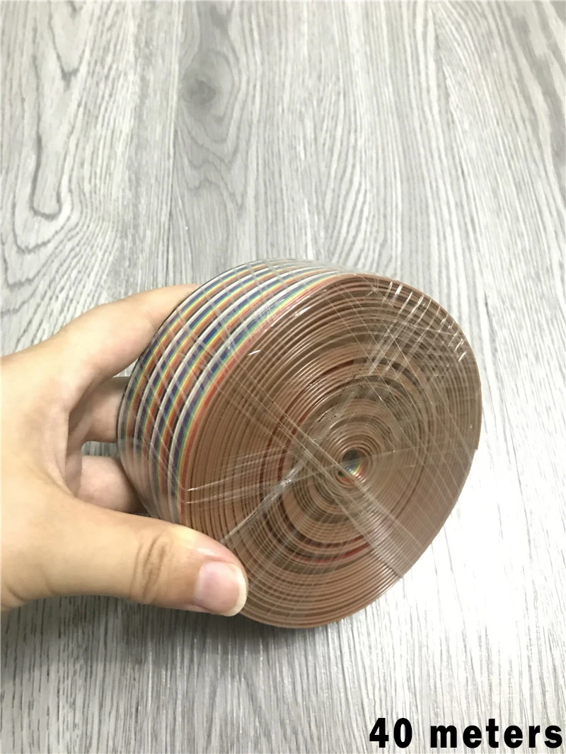 20 Meters Length Dupont Jumper Cable Wire 40 Pin Connector 0.127mm Ribbon Rainbow Cable 28awg Dupont Line                        (2)