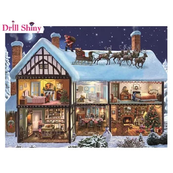 

5D Diy Diamond Painting New Year Cross Stitch Full Diamond Embroidery Mosaic Landscape Winter Scenery Pattern Christmas
