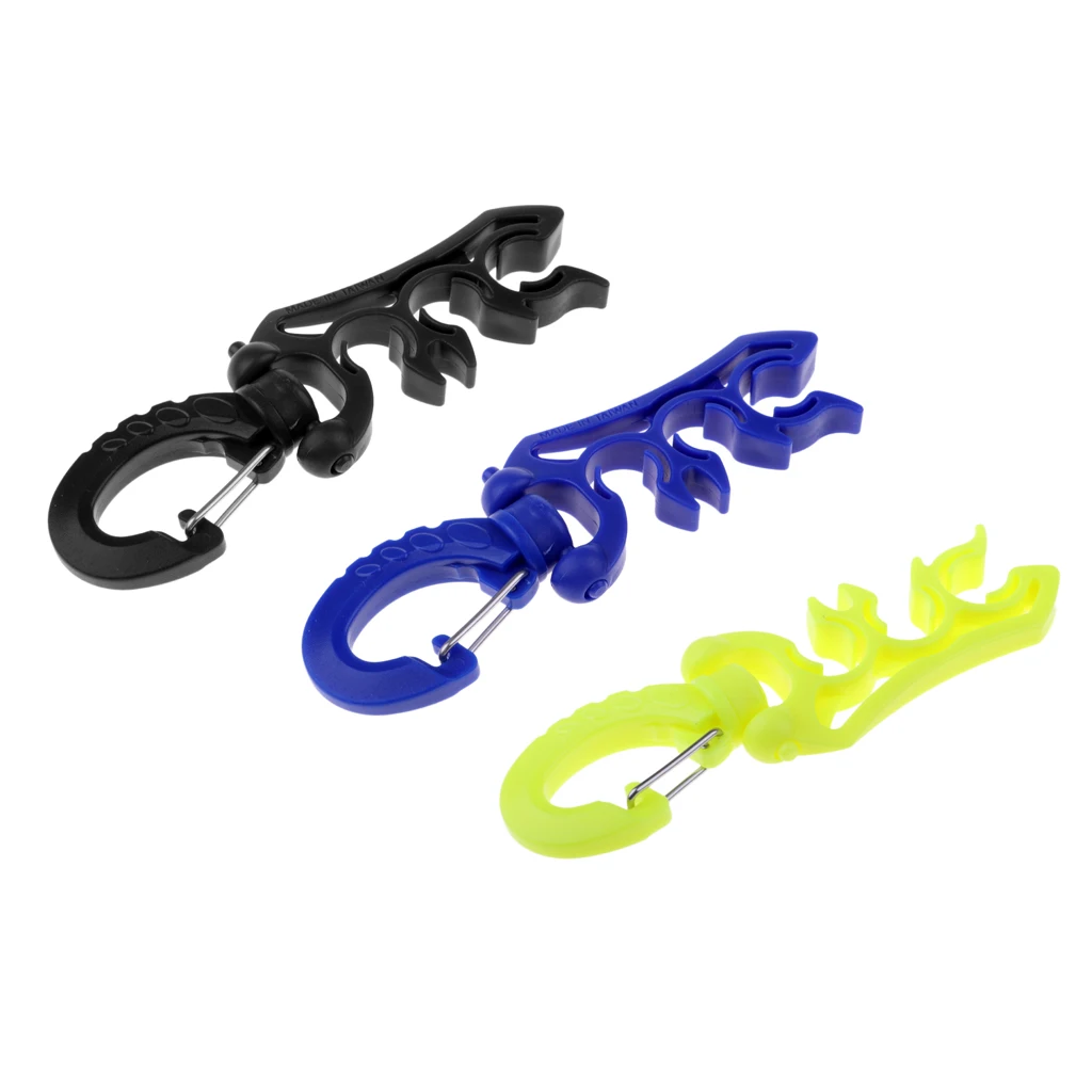 Scuba Diving Triple 3 Hose Regulator and Gauge Holder Clip Retainer Rotatable Gear Equipment Dive Hose Holder Snorkel
