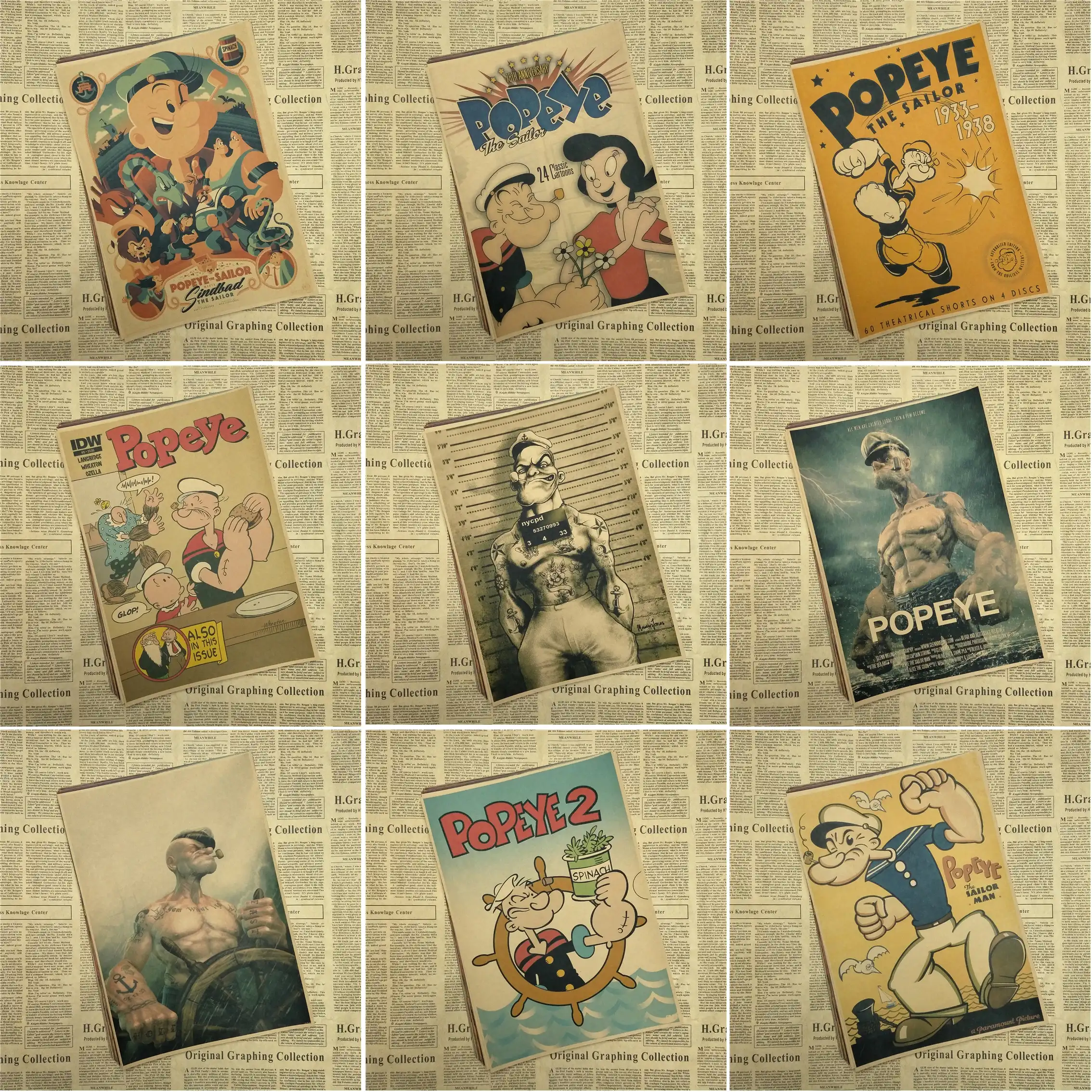 ポパイとセーラーベティブープ クラシック映画 クラフト紙 バーポスター レトロポスター 装飾絵画 Retro Poster Bar Postersposter Retro Aliexpress