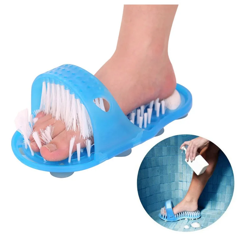 

Exfoliates Cleans Shower Feet Brush Messages No-Bending Slippers Bath Shoe Foot Scrubber Brushes Secures to Any Tub Or Shower