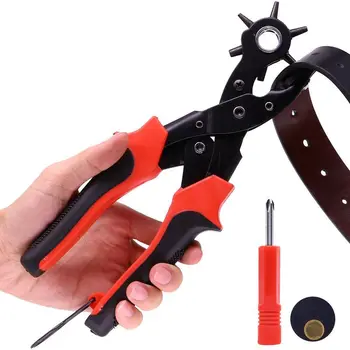 

Leather Punch Professional Leather Hole Punch Belt Hole Punch Set Round Holes 6 Size for Belts Saddles Card Fabric Rubber Pape