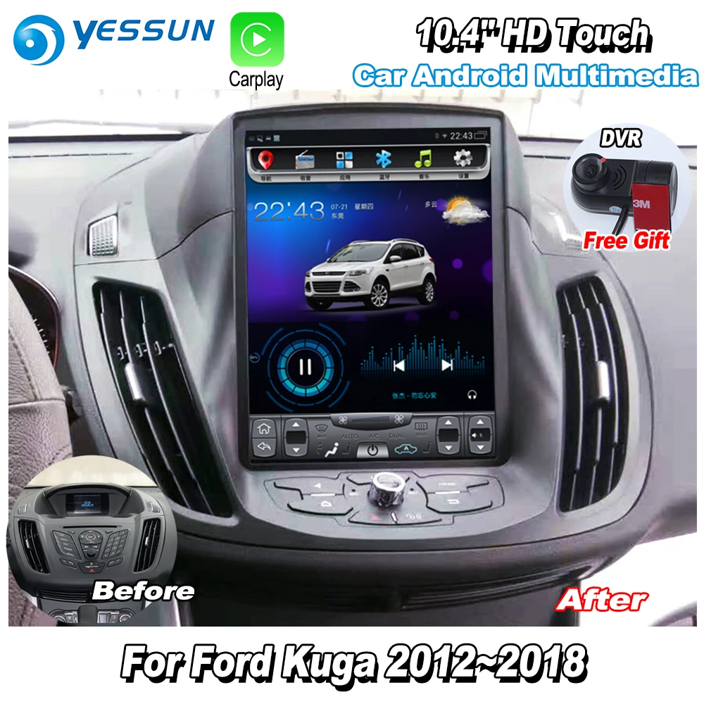YESSUN 10,4 ''HD супер вертикальный экран для Ford Kuga 2012~ автомобильный Радио Android Carplay gps Navi карты навигации без CD DVD