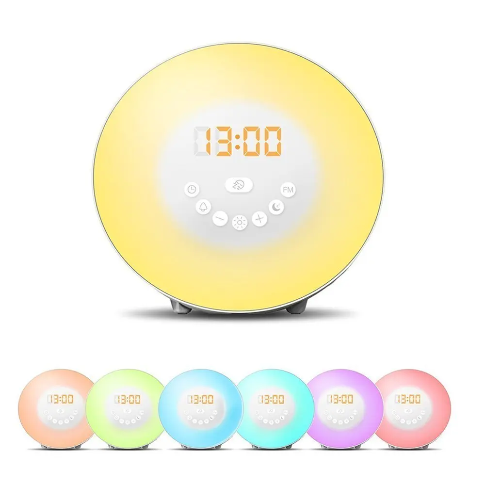 Sunrise Sunset Wake Up clock LED Digital Alarm Clock FM Radio Electronic Desk Clocks nixie table watch Night Light Beside Lamp |