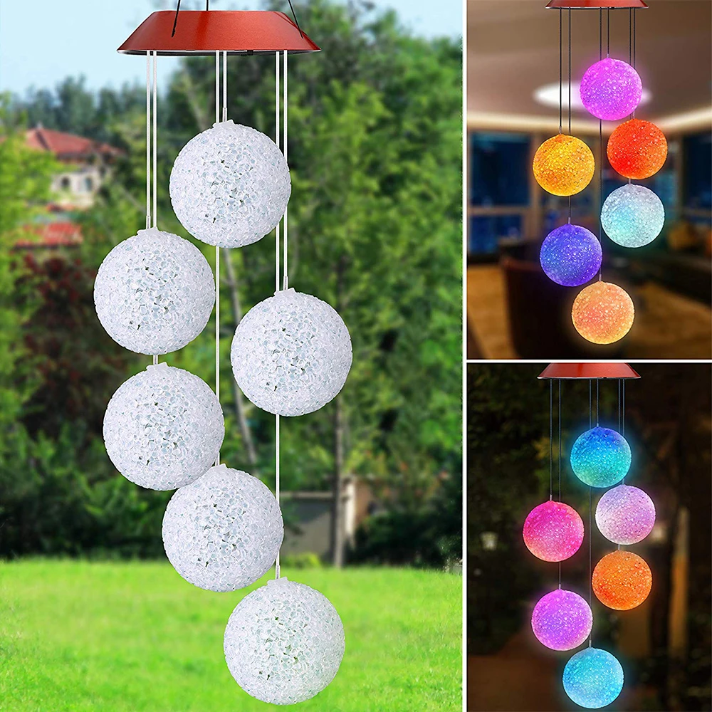 Cheap Solar-powered Outdoor Wind Bell Light Spiral Spinner Light Mobile Wind Chime  Solar LED Light Outdoor Hanging Decoration Lamp 1