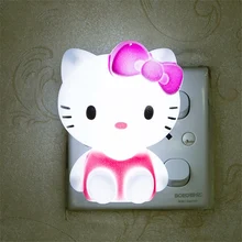 Mini Cartoon Hello Kitty LED Night Light AC110V 220V Night Light With US EU Plug Gift