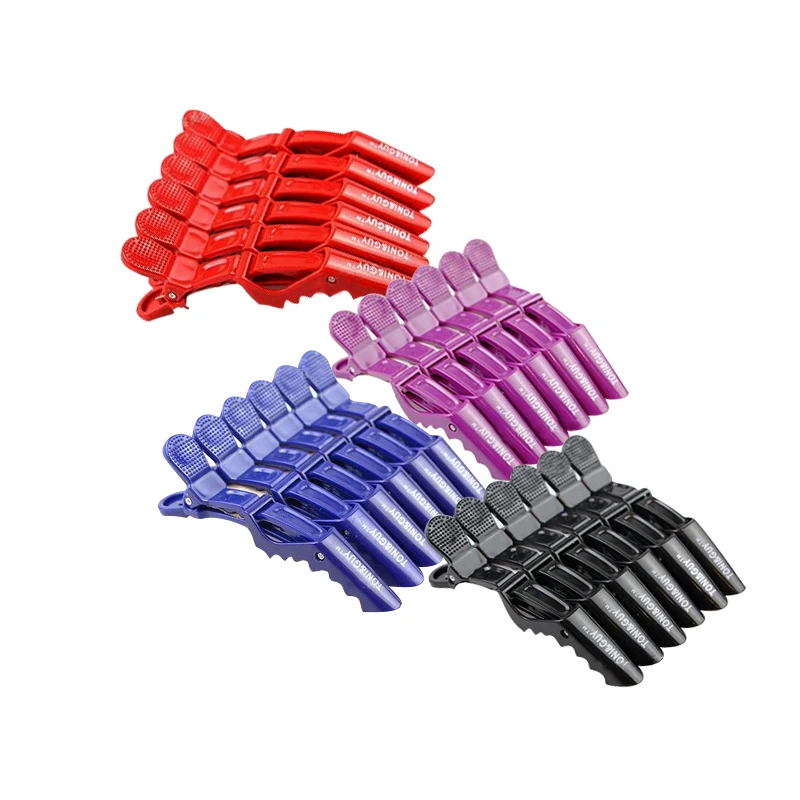 6pcs Hairdressing Black Section Clamps Hair Clips Plastic Pro Hairdressing Hairpins Cutting Salon Hair Styling Tools