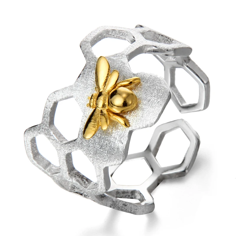 LARGERLOF ANILLO DE PLATA 925 mujeres ajustable cerveza anillo hecho a mano 925 anillos de joyería de plata para las mujeres JZ70107 - 2