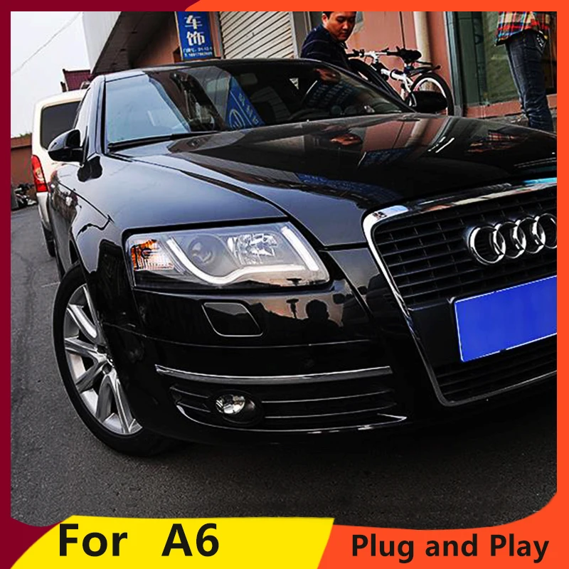 KOWELL автомобильный Стайлинг для Audi A6 C5 фары 2005 2012 светодиодный DRL Объектив двойной