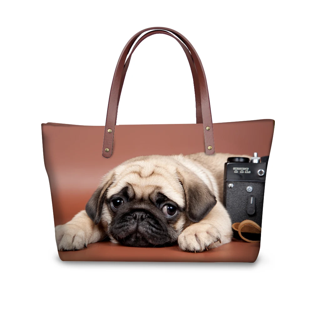 

Noisydesigns Funny 3D Pug Women Messenger Bags Ladies Big Handbag Dog Animal Woman's Cross-body Bag Tote Bolsa Female Top-handle
