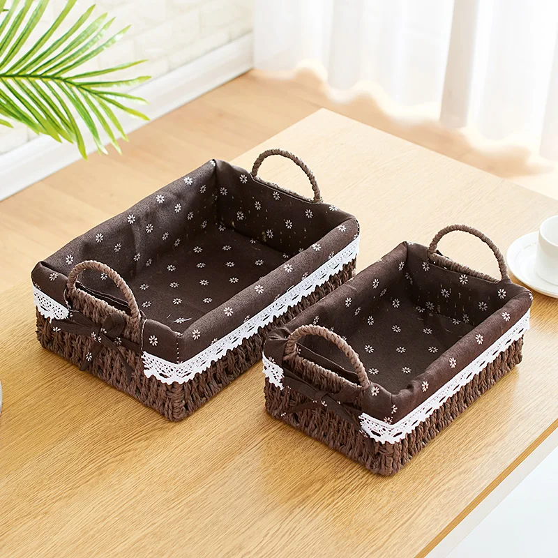 Storage fruit baskets for toy table snack with liner fabric rattan storage bread box dried fructose candy storage dish household