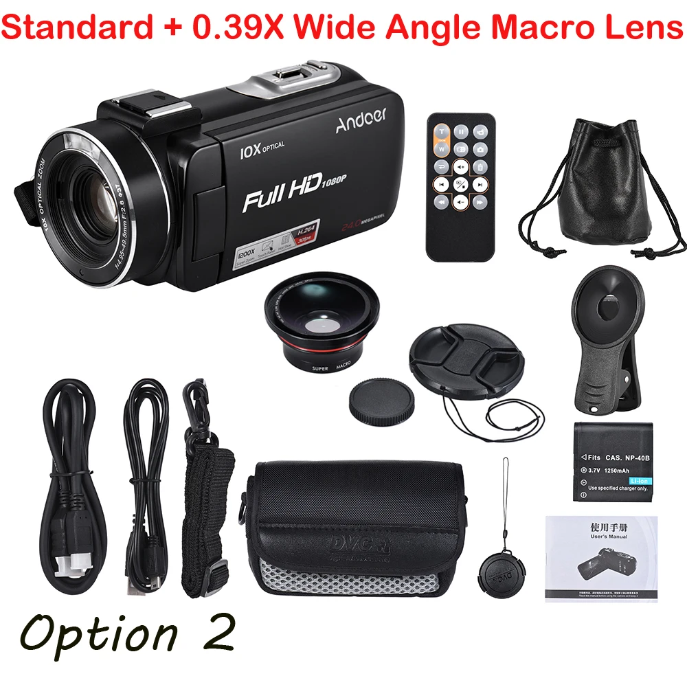 Andoer HDV-Z82 " ЖК-Сенсорная видеокамера 1080 P 24MP цифровой пульт для видеокамеры управление распознавание лица с широкоугольным объективом/Микрофоном