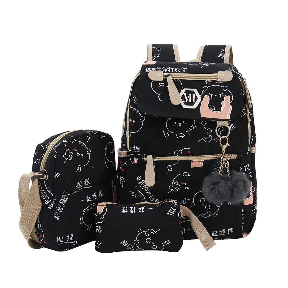 

2018 USB Charging Canvas Backpack 3 Pcs/set Women School Backpacks Schoolbag For Teenagers Man Student Book Bag Boys Satchel