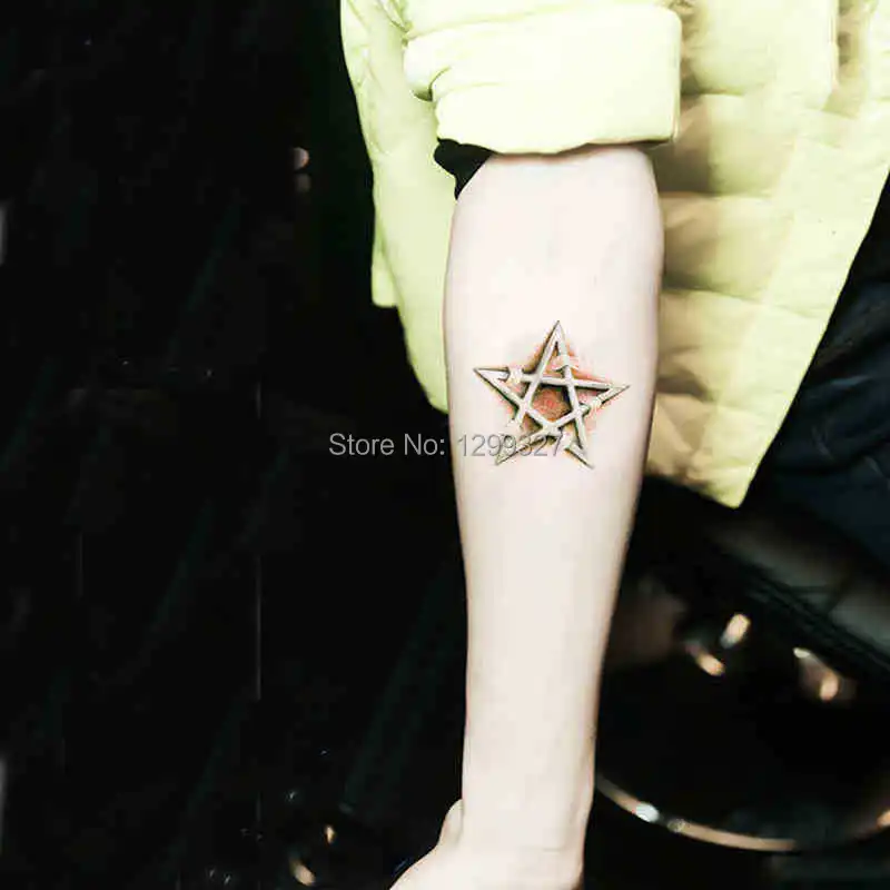 Tato temporer, 3D star lingkaran rantai mahkota lengan 