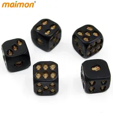 5 шт./компл. Новинка Смола череп игральные кости набор питие для вечеринки игры разнообразные игральные кости для взрослых покер азартные мини-кубики набор черный