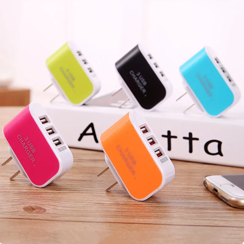 

Smart Phone Universal 3 USB Travel Charger For Huawei OPPO Samsung US Type Wall Chargers Mobile Phone Charger For Iphone Xiaomi
