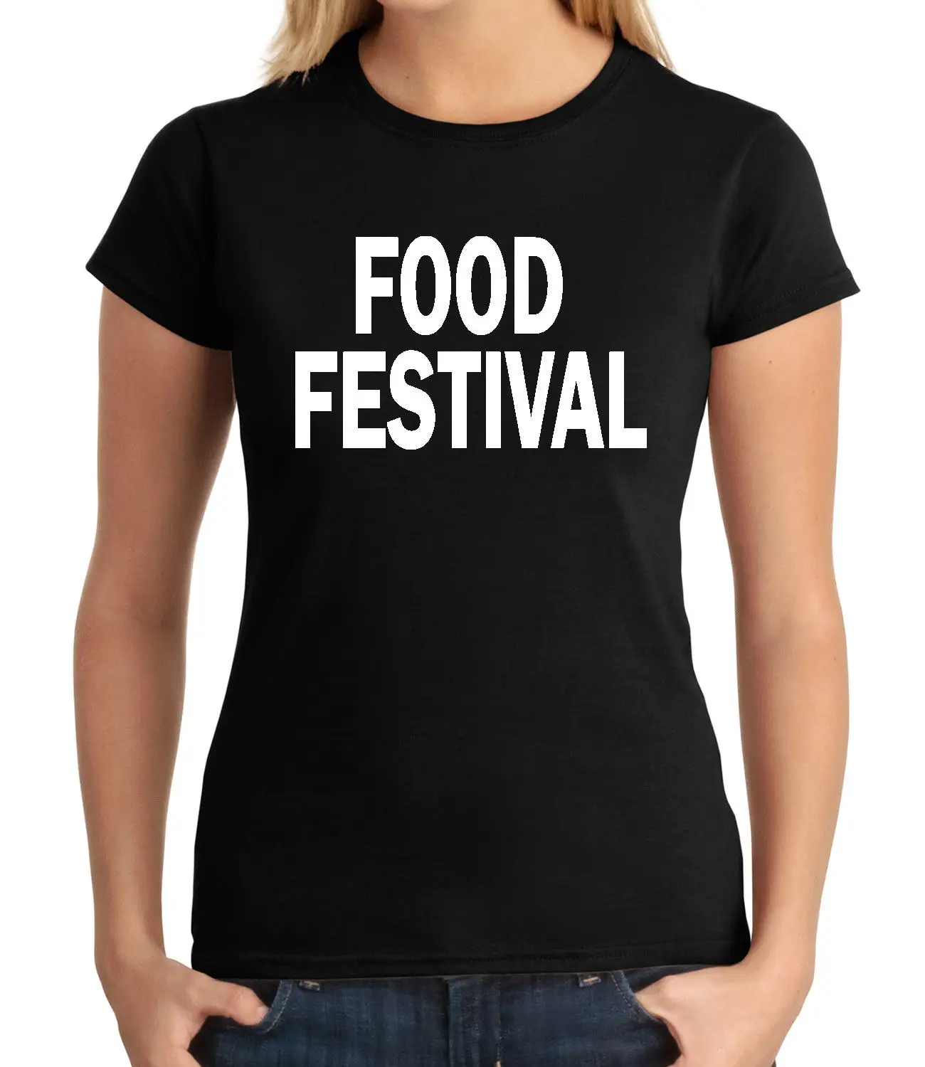 Food Fest Junior's T Shirt Cooking Eating Drinking Festival Girl's Tee 1634C-in T-Shirts from 