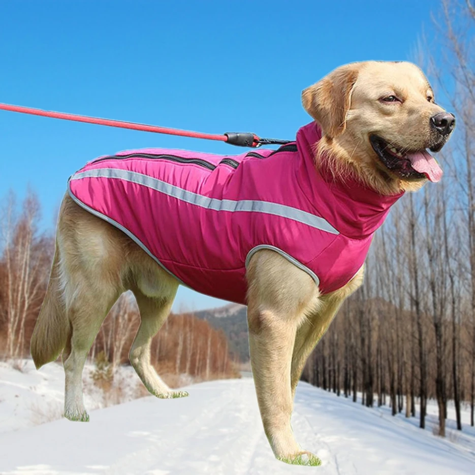 Warm Winter Dog Jacket Thickened Big Dogs Clothes Waterproof Reflective ...