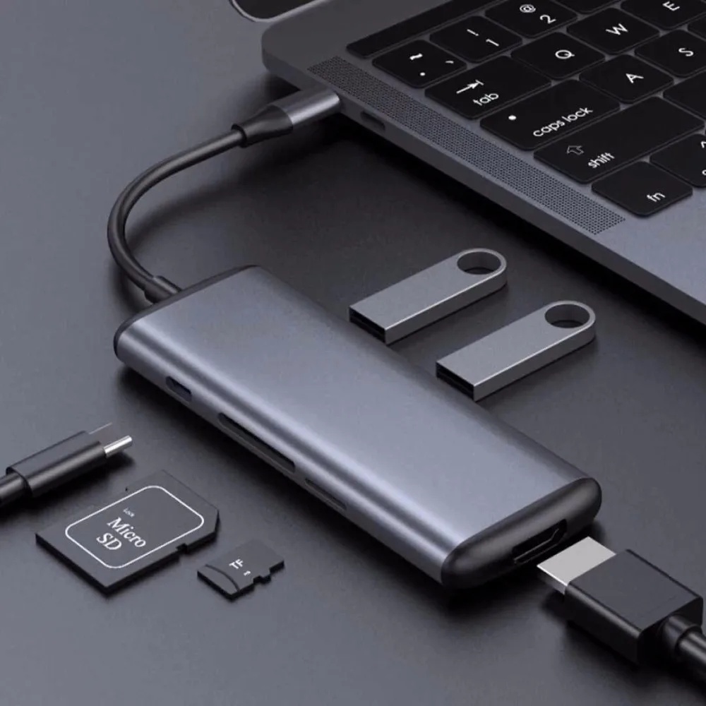 Новый Xiaomi Hagibis type-C многофункциональный конвертер Dual USB 3 0 адаптер данных для HDMI SD/TF
