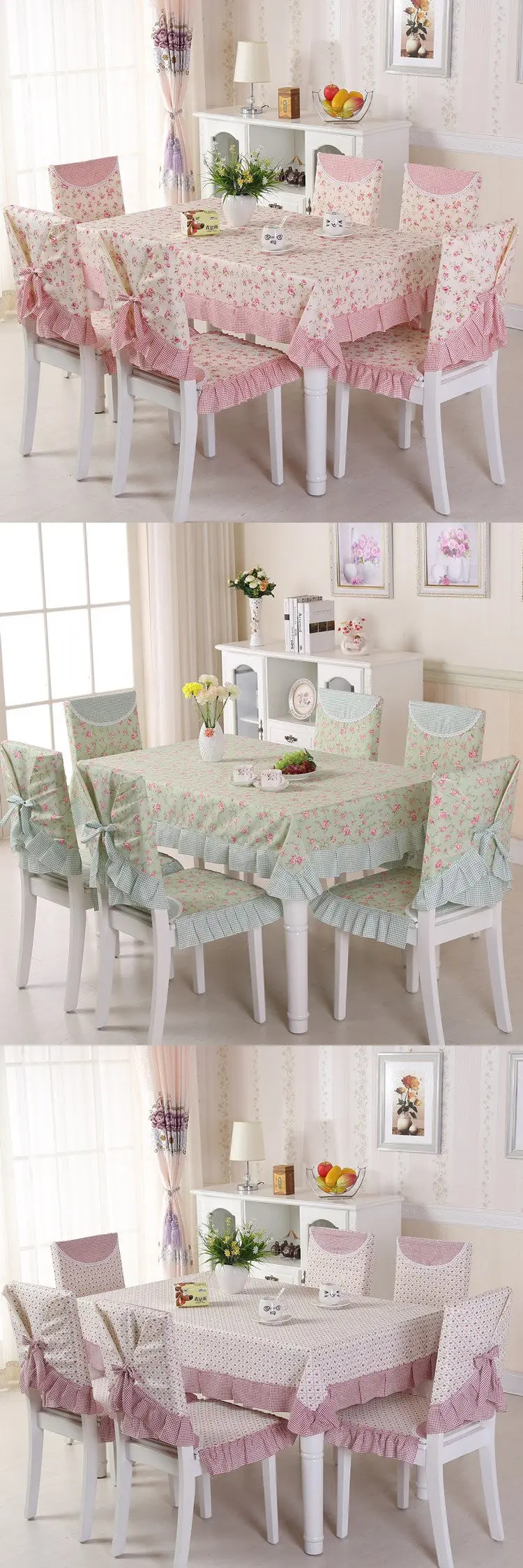 Print Dinning Tablecloth Cotton Cloth Fabric Table Cloth Chair Cover Chair Cushion Set Household Decoration Tea Table Cloth