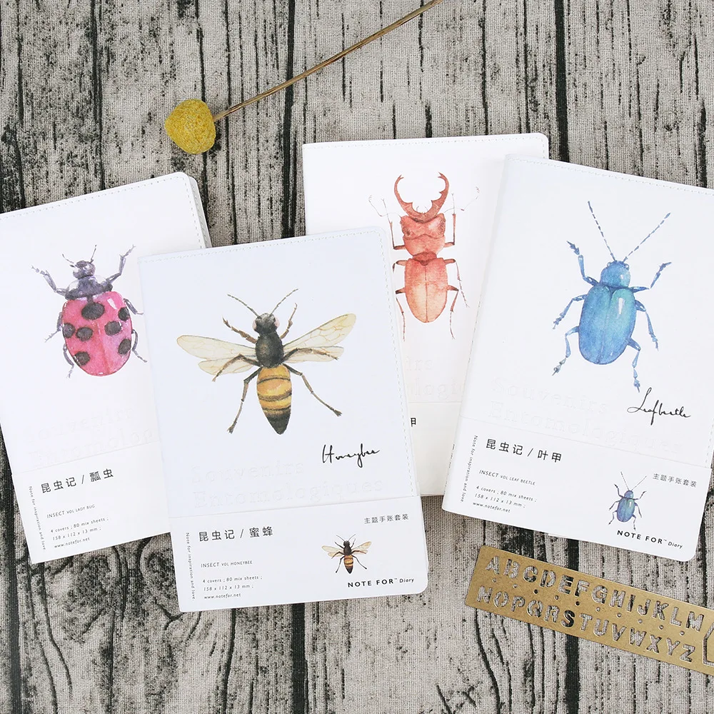 

Cute Japanese Hobonichi Style Insects A6 PU Cover Traveler's Jornal Notebook Agendas Planner DIY Diary
