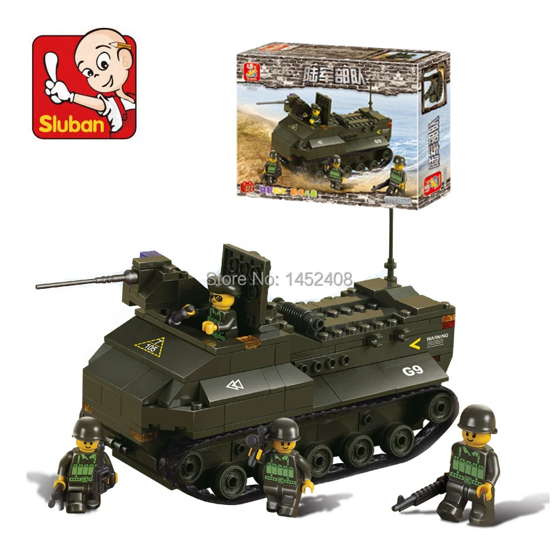 

Sluban 223pcs Amphibious Tanks 3D Construction plastic Building Blocks Sets Military Army Tank Toys for Children