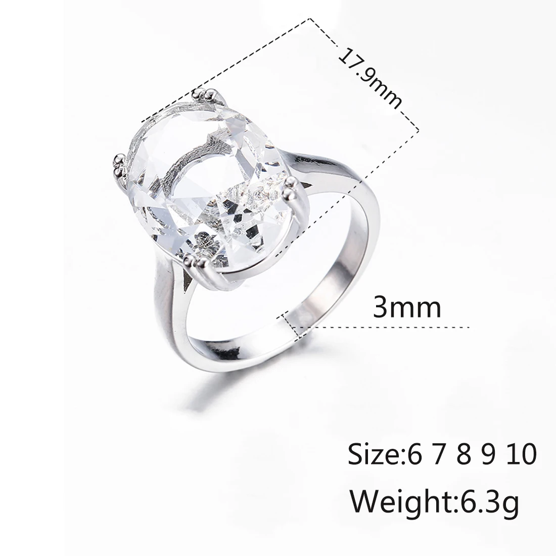 Jiayiqi Wedding Ring Silver Color For Women Cubic Zirconia White/Blue Goose Egg Shape Stone Engagement Ring Jewelry Gifts