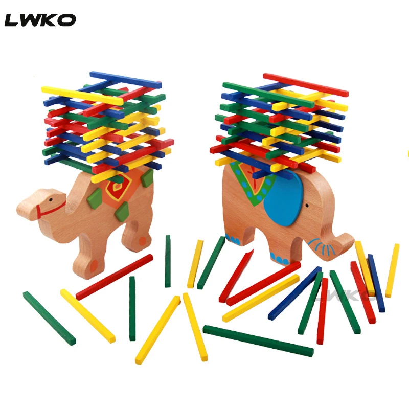 

Baby Wooden Toy Educational animal Balancing Blocks Elephant/Camel Building Blocks Balance Game Montessori Blocks Gift For Child