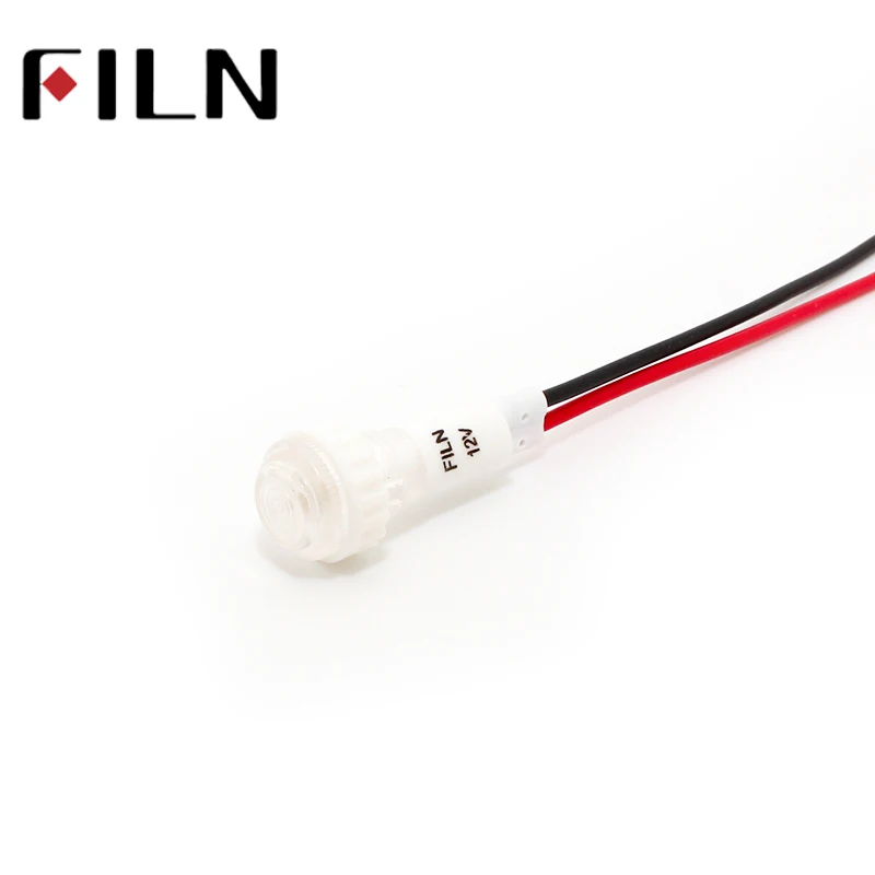 FL1P-10NW-2 10mm diameter amber white red green plastic 120v 220v 12v led pilot light with wires (2)