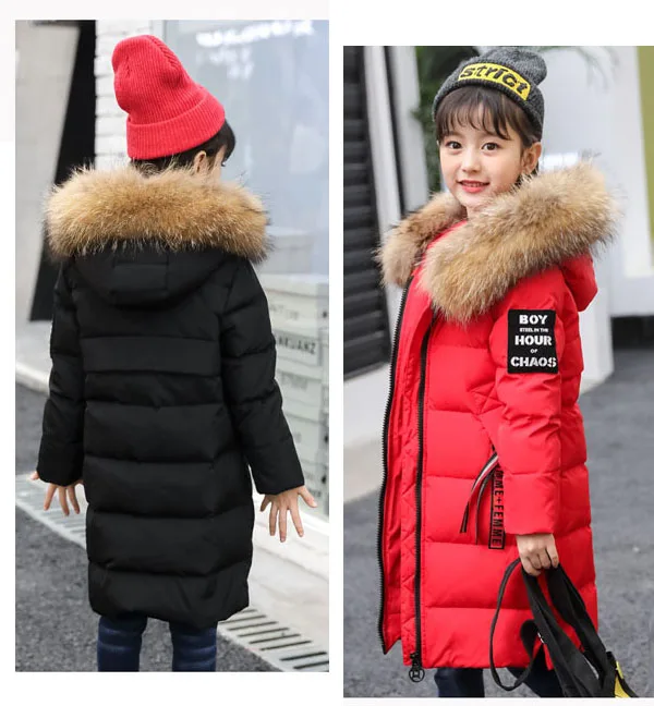 

Long down jacket for children Winter girl's thick coat