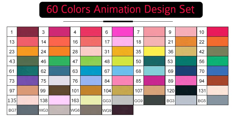 TOUCHNEW 30/40/60/80 Цвета двойной головкой кисть для эскиза маркер для белой доски жирной алкогольных маркер для рисования набор для манга анимация дизайн Сделано в Китае - Цвет: 60 Animation Set T6