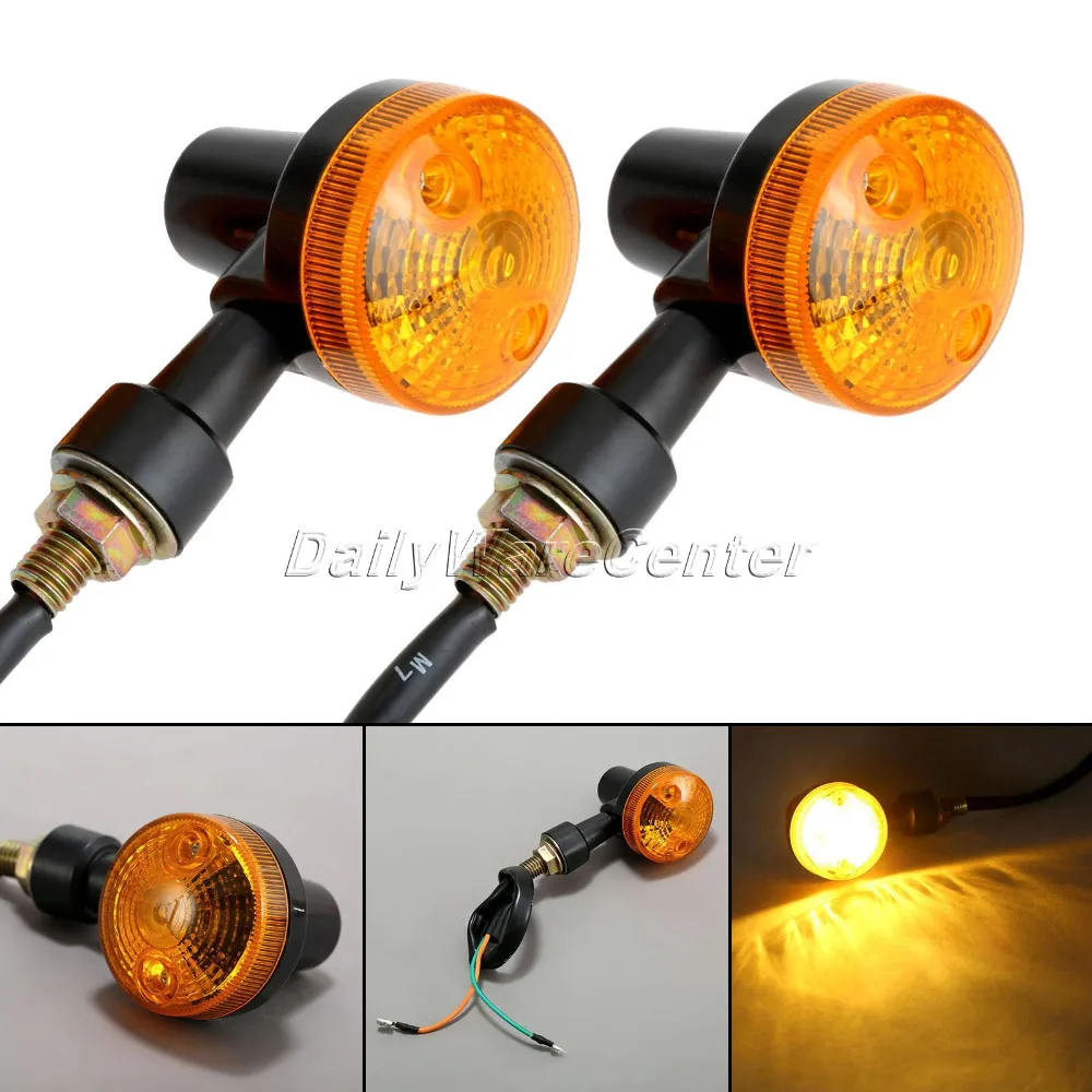 

1Pair Bike Motorcycle Turn Signal Light Indicator Lamp Bulb Amber Blinker Light Universal 12V Black Motorbike Lamp Accessories