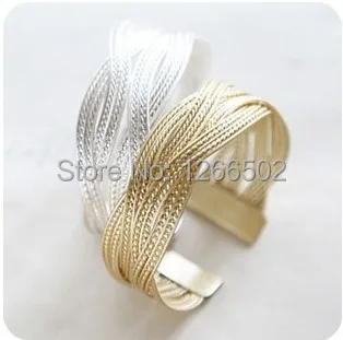 

Hot Selling Gold Silver Plated Alloy Hand-woven Twist Bracelets & Bangles Opend Design Lucky Bracelets For Women